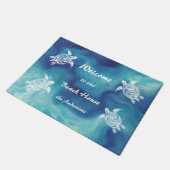 Turtles Beach House Familienname White Blue Doorma Fußmatte (Schrägansicht)