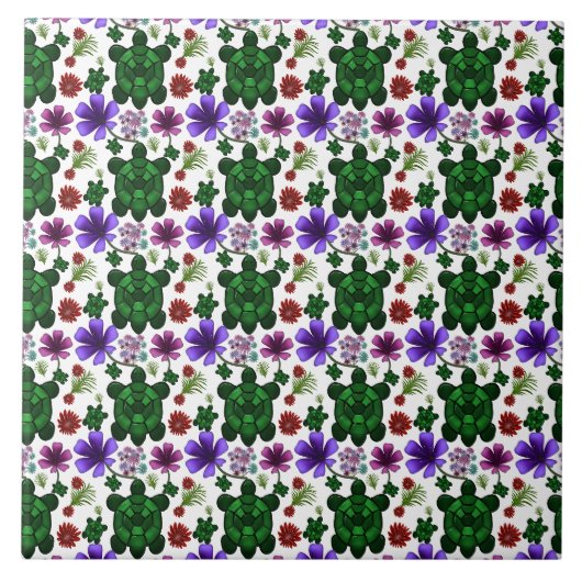 Turtles Blumenmuster Fliese (Vorderseite)