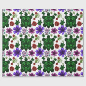 Turtles Blumenmuster  Geschenkpapier (Flach)