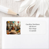 Turtles celebrating birthday with cake and hats (Insitu)