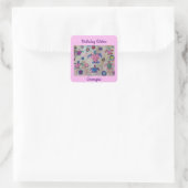 Turtles & Circles Geburtstag Quadratischer Aufkleber (Tasche)