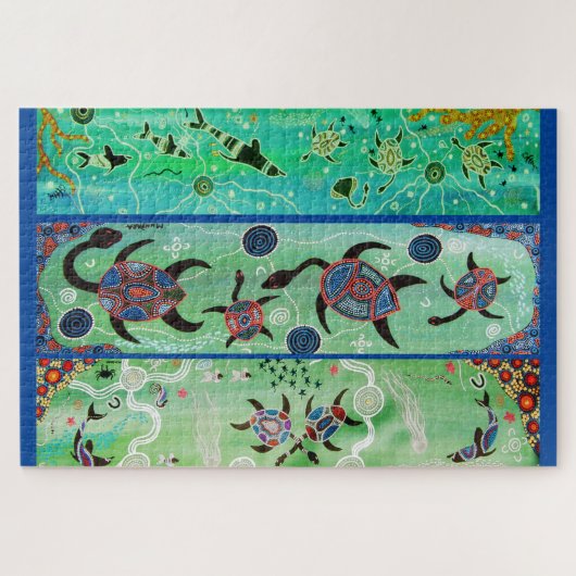 TURTLES & DOLPHINEN ABORIGINAL ART PUZZLE (Horizontal)