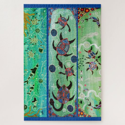 TURTLES & DOLPHINEN ABORIGINAL ART PUZZLE (Vertikal)