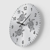 Turtles Stamm Tattoo Black Animal Große Wanduhr (Winkel)