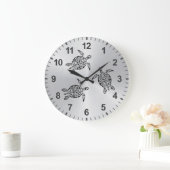 Turtles Stamm Tattoo Black Animal Große Wanduhr (Zuhause)