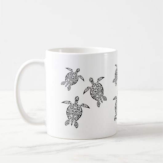 Turtles Stamm Tattoo Schwarzes Küstentier Kaffeetasse (Links)