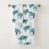 Turtles Watercolor Pattern Badhandtuch Set (Insitu)