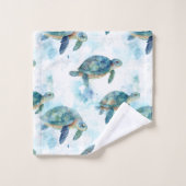 Turtles Watercolor Pattern Badhandtuch Set (Waschlappen)