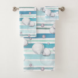 Turtles Watercolor Pattern Badhandtuch Set
