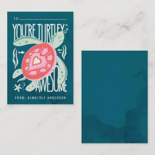 Turtley Awesome Klassentagsgeschenk zum Valentinst Mitteilungskarte