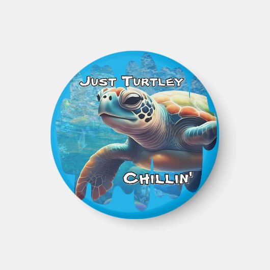 Turtley Chillin' Sea Turtle Nah-Up Friedlich Vibe Magnet (Vorne)