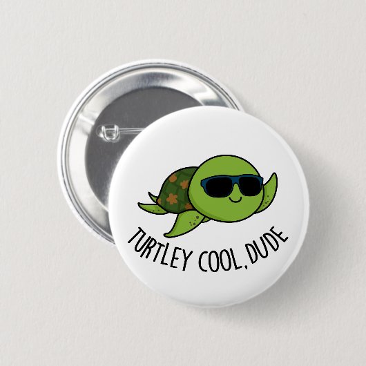 Turtley Cool Typ Funny Turtle Pub Button (Vorne & Hinten)