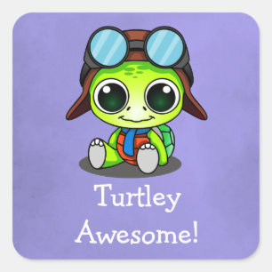 Turtley fantastisch! Niedliche Chibi Quadratischer Aufkleber