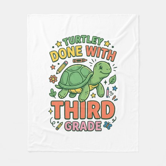 Turtley Fertig mit der dritten Klasse Turtle-Schul Fleecedecke (Vorderseite)