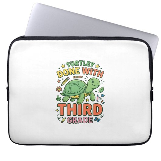 Turtley Fertig mit der dritten Klasse Turtle-Schul Laptopschutzhülle (Vorderseite)