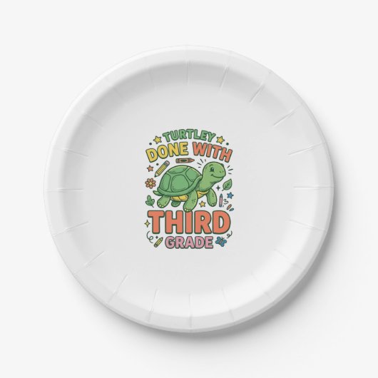 Turtley Fertig mit der dritten Klasse Turtle-Schul Pappteller (Vorderseite)