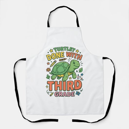 Turtley Fertig mit der dritten Klasse Turtle-Schul Schürze (Vorderseite)