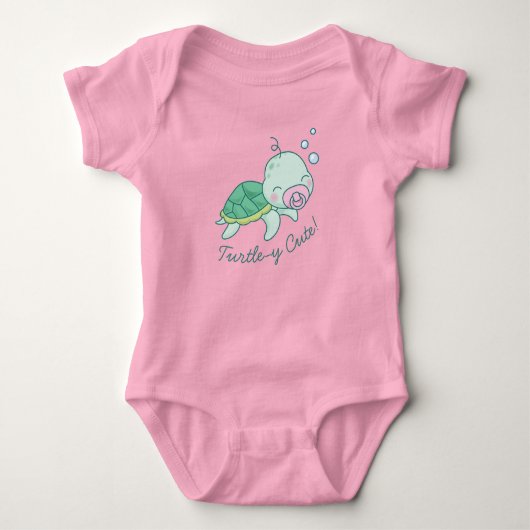 Turtley Niedlich Sea Turtle Dusche Kawaii Pink Gir Baby Strampler (Vorderseite)