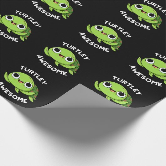 Turtley Phantastisch Funny Turtle Pun Dark BG Geschenkpapier (Ecke)