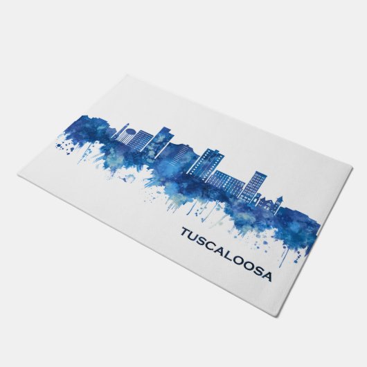 Tuscaloosa Alabama Skyline Blue Fußmatte (Schrägansicht)