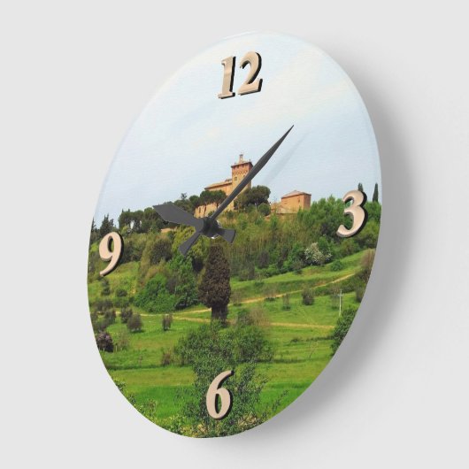 Tuscan Countryside Große Wanduhr (Winkel)