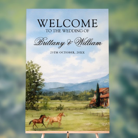 Tuscan Countryside Landscape Wedding Welcome Acrylschild (Neutral)