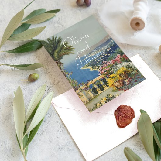 Tuscan Elegantes mediterranes Theme Wedding Einladung