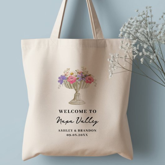 Tuscan Floral Hotel Wedding Welcome Tragetasche