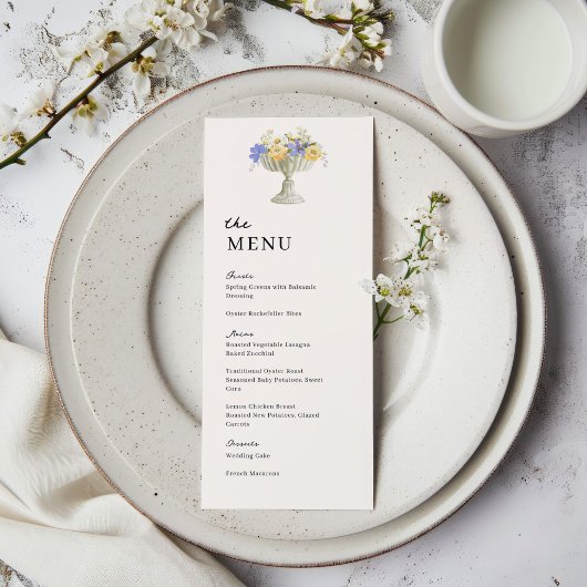 Tuscan Garden Urn Wedding Wedding Dinner Menükarte