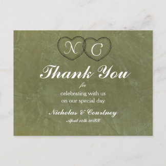 Tuscan Green Hearts Dankeskarten Postkarte