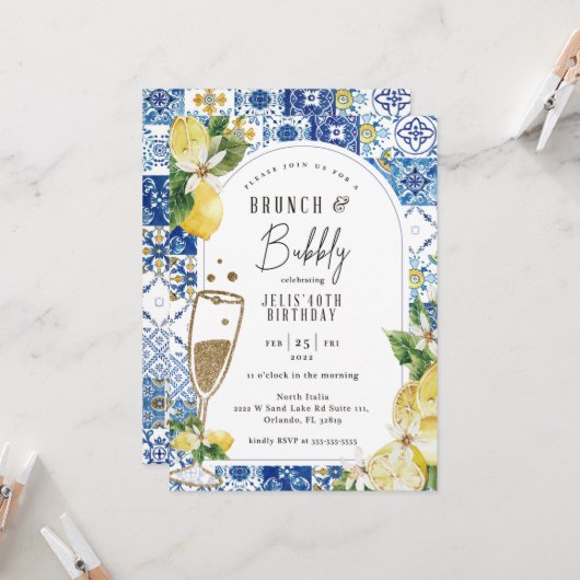 Tuscan Lemon Thema Geburtstag Einladung (Vorderseite/Rückseite Beispiel)