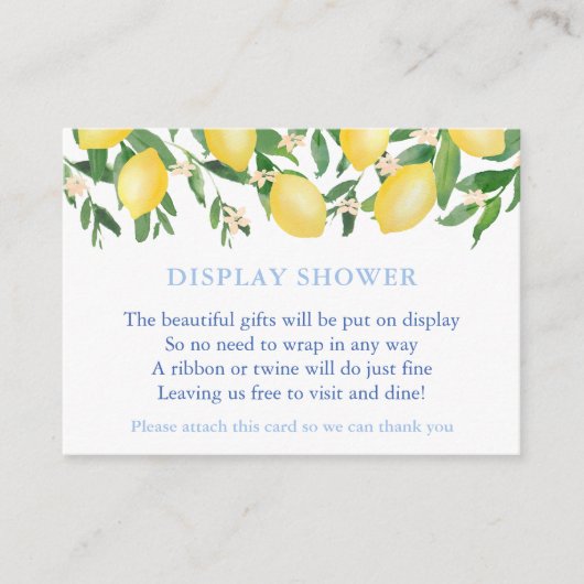 Tuscan Lemons Cobalt Blue Text Display Dusche Begleitkarte (Vorderseite)