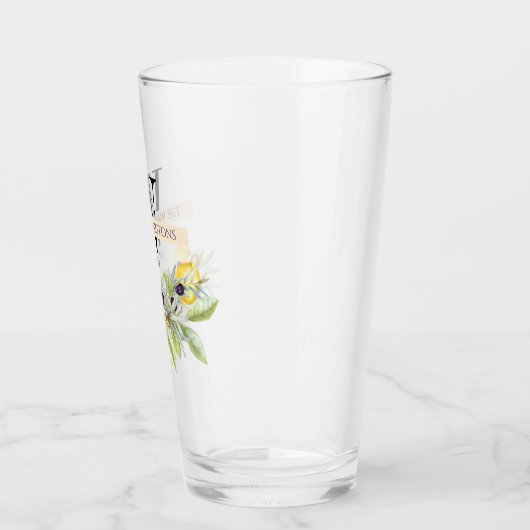 Tuscan Lemons Olive Monogram Name Drinken Glas (Links)