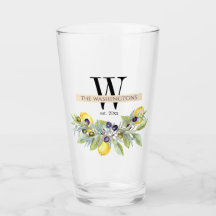 Tuscan Lemons Olive Monogram Name Drinken