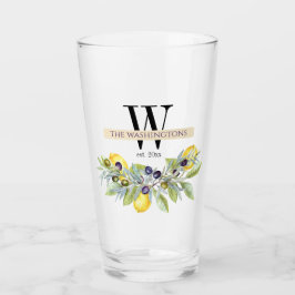 Tuscan Lemons Olive Monogram Name Drinken Glas