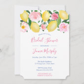 Tuscan Lemons Pink Aquarell Brautparty Einladung (Vorderseite)