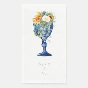 Tuscan Sunflower Wedding Gold Text Serviette