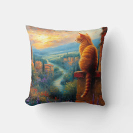 Tuscan Sunset with a Ginger Cat Kissen