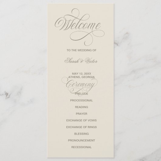 Tuscan Valla Calligraphy double side program card  Programm (Vorderseite)