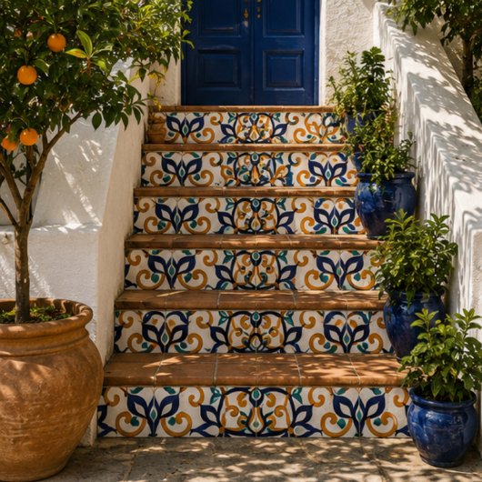 Tuscan Verve Vibrant Scrollwork Mediterranean Fliese