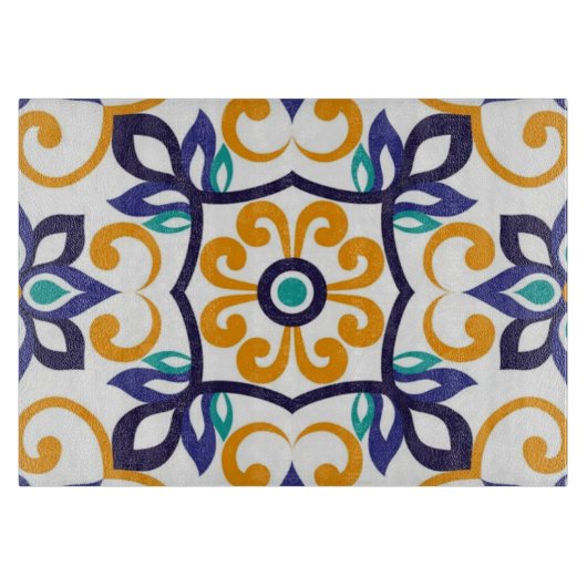 Tuscan Verve Vibrant Scrollwork  Mediterranean  Schneidebrett (Vorderseite)