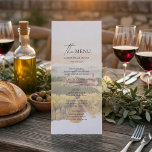Tuscan Vineyard Wedding Menu | Italian Countryside Menükarte<br><div class="desc">Create a beautiful and elegant dining experience with this Tuscan vineyard wedding menu, inspired by the romantic landscapes of the Italian countryside. Featuring a watercolor illustration of rolling vineyards and a charming Tuscan villa, this menu captures the warmth and beauty of a vineyard destination wedding. The refined typography and vertical...</div>
