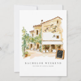 Tuscan Watercolor Bachelor Weekend Einladungskarte Einladung