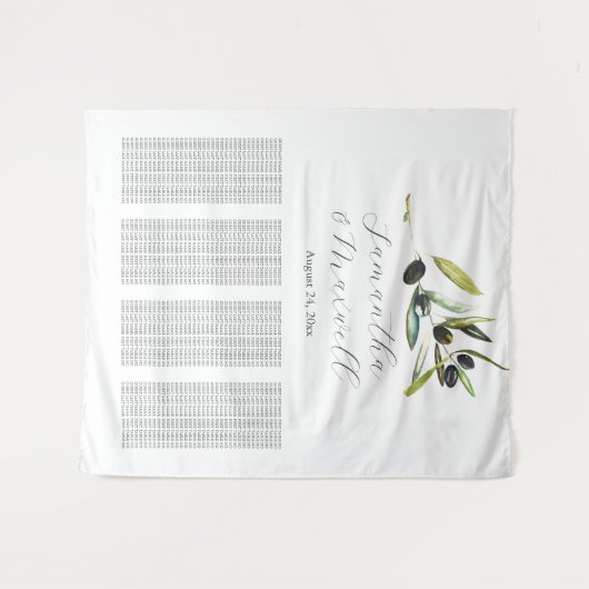 Tuscan Wedding Welcome Sign Seating Chart Wandteppich (Vorderseite (Horizontal))