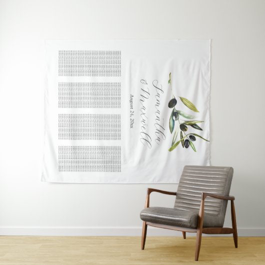 Tuscan Wedding Welcome Sign Seating Chart Wandteppich (Beispiel (Horizontal))