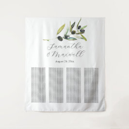 Tuscan Wedding Welcome Sign Seating Chart Wandteppich