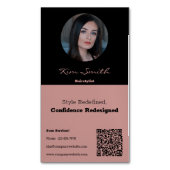 Tuscany & Black Beruflich Hair Stylist QR Code Magnetische Visitenkarte (Vorderseite Vertikal)