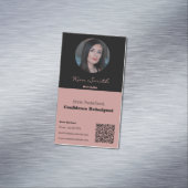 Tuscany & Black Beruflich Hair Stylist QR Code Magnetische Visitenkarte (Beispiel)