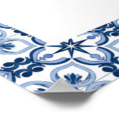 Tuscany Blue Italia Tile Brautparty Poster (Ecke)