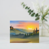 Tuscany Hills Landschaftliche Wasserfarbe Postkart Postkarte (Stehend Vorderseite)